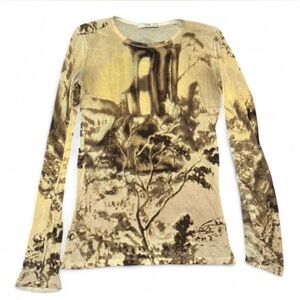 Prada Brown and Tan Patterned Top